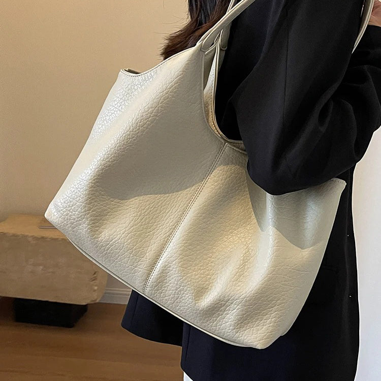 Hobo Bag Faux Leather Textured Grain with Magnetic Snap