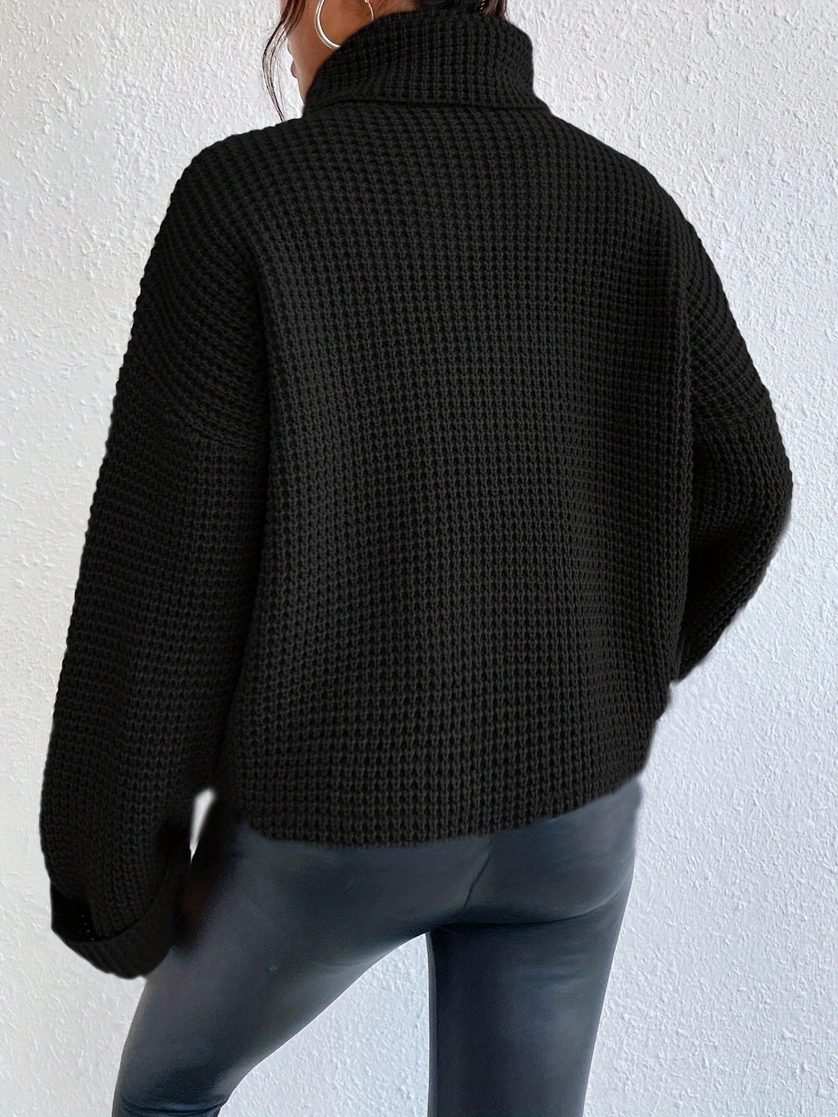 Waffle Roll Neck Jumper