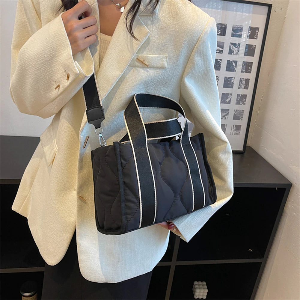 Crossbody Bag Quilted Cotton Nylon with Adjustable Canvas Straps