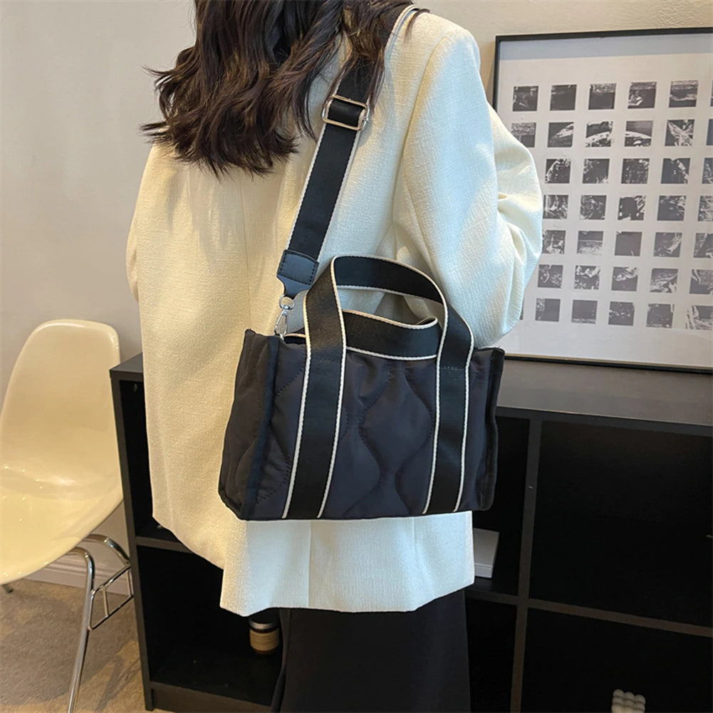 Crossbody Bag Quilted Cotton Nylon with Adjustable Canvas Straps