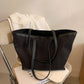 Tote Bag Textured Canvas with Faux Leather Trim and Zip