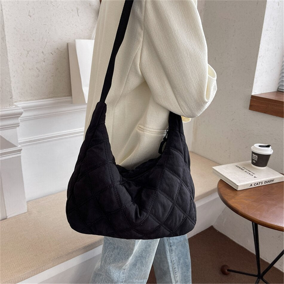 Crossbody Bag Quilted Nylon with Adjustable Shoulder Strap