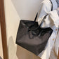 Tote Bag Textured Canvas with Faux Leather Trim and Zip