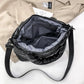 Cotton and nylon tote bag with zip top and removable strap
