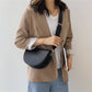 Crescent Bag Faux Leather with Zip and Removable Strap