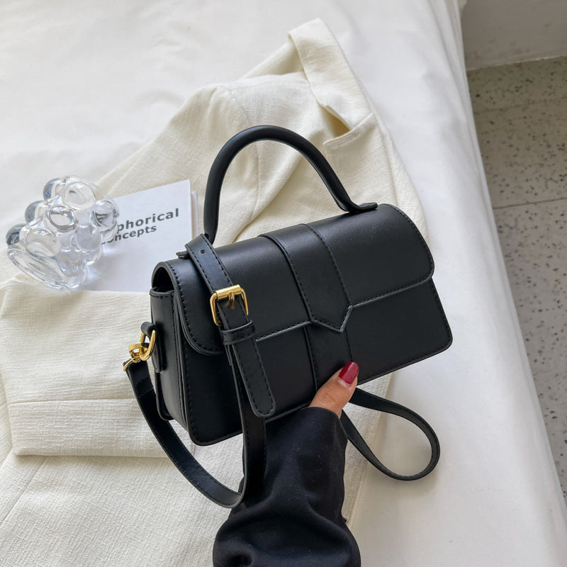 Top Handle Bag Faux Leather with Metal Clasp and Strap