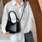 Top Handle Bag Faux Leather with Snap Clasp and Long Strap