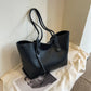 Tote Bag Faux Leather Braided with Zip and Wide Handles