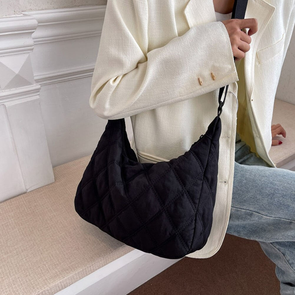 Crossbody Bag Quilted Nylon with Adjustable Shoulder Strap