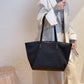 Tote Bag Textured Canvas with Faux Leather Trim and Zip