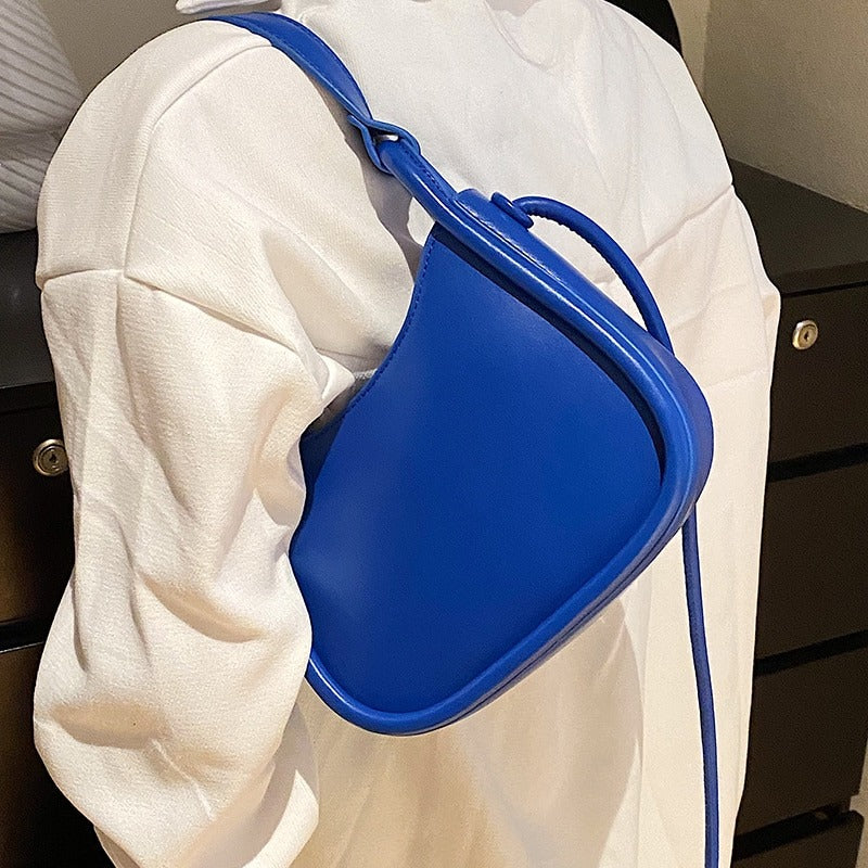 Top Handle Bag Faux Leather with Snap Clasp and Long Strap
