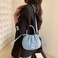 Crossbody Bag Faux Leather with Top Handle and Pleated Design
