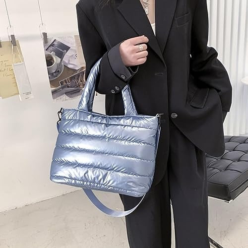 Cotton and nylon tote bag with zip top and removable strap