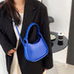 Top Handle Bag Faux Leather with Snap Clasp and Long Strap