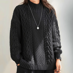 Chunky Cable Knit Mock Neck Jumper
