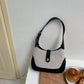 Shoulder Bag Textured Canvas with Faux Leather Trim and Twist-Lock