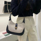 Shoulder Bag Textured Canvas with Faux Leather Trim and Twist-Lock