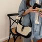 Shoulder Bag Textured Canvas with Faux Leather Trim and Twist-Lock