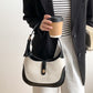 Shoulder Bag Textured Canvas with Faux Leather Trim and Twist-Lock