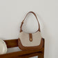 Shoulder Bag Textured Canvas with Faux Leather Trim and Twist-Lock