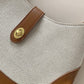 Shoulder Bag Textured Canvas with Faux Leather Trim and Twist-Lock