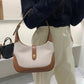Shoulder Bag Textured Canvas with Faux Leather Trim and Twist-Lock