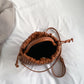 Crossbody Bag Faux Leather with Top Handle and Pleated Design