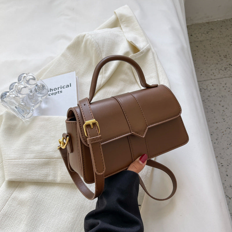 Top Handle Bag Faux Leather with Metal Clasp and Strap