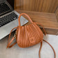 Crossbody Bag Faux Leather with Top Handle and Pleated Design