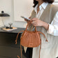 Crossbody Bag Faux Leather with Top Handle and Pleated Design