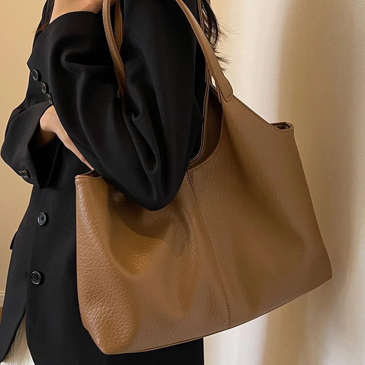 Hobo Bag Faux Leather Textured Grain with Magnetic Snap