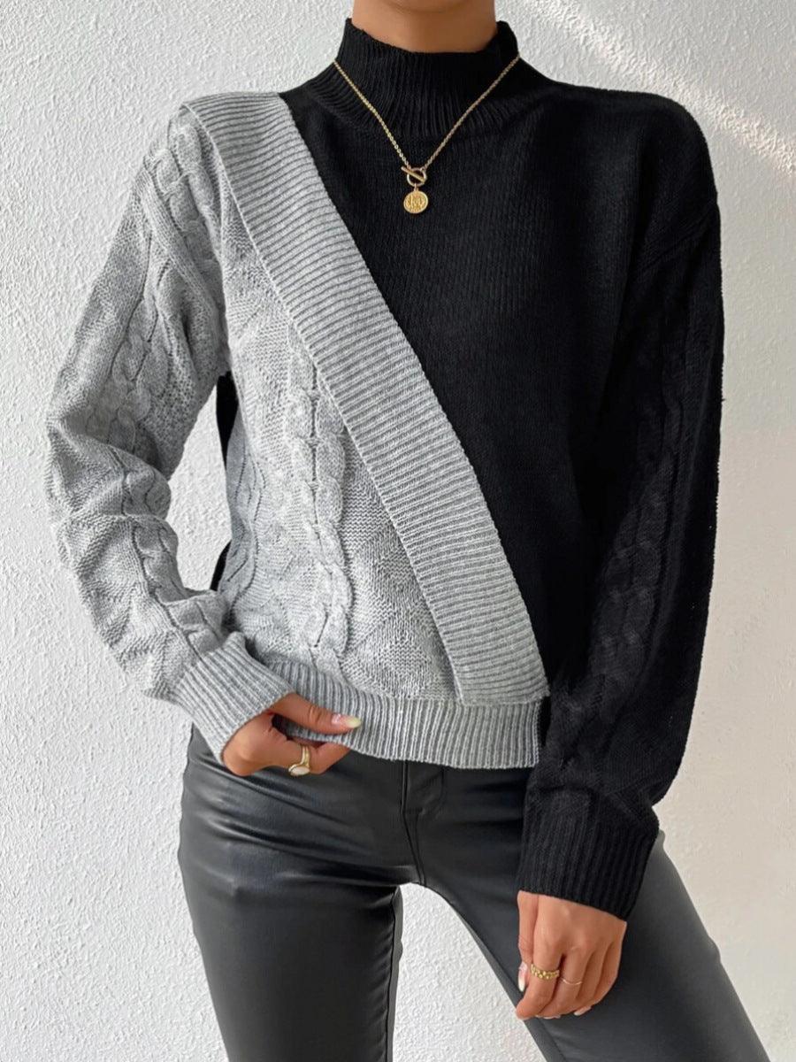 Split Cable Mock Neck Jumper