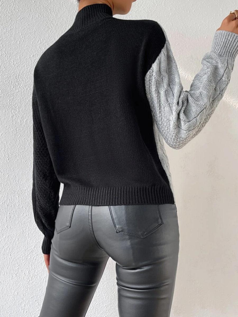 Split Cable Mock Neck Jumper