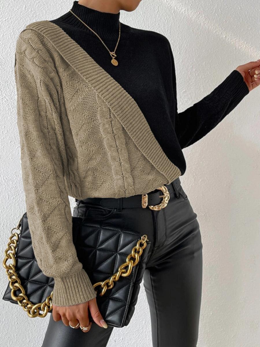 Split Cable Mock Neck Jumper