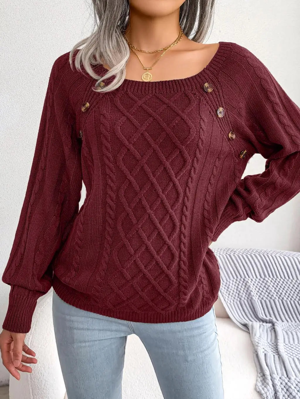 Square Neck Cable Jumper