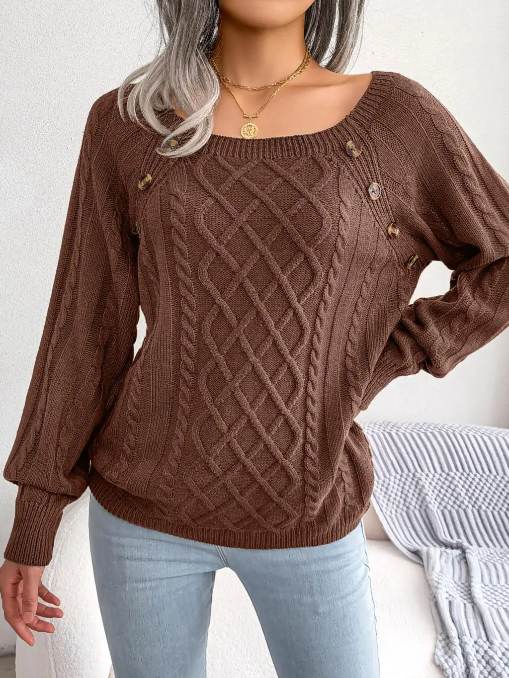 Square Neck Cable Jumper