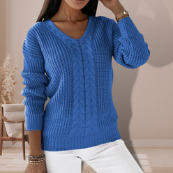 Center Cable V-Neck Jumper