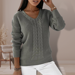 Center Cable V-Neck Jumper