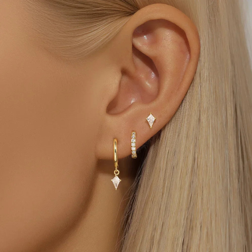 Celeste Hoop Huggie Stud Earrings Set