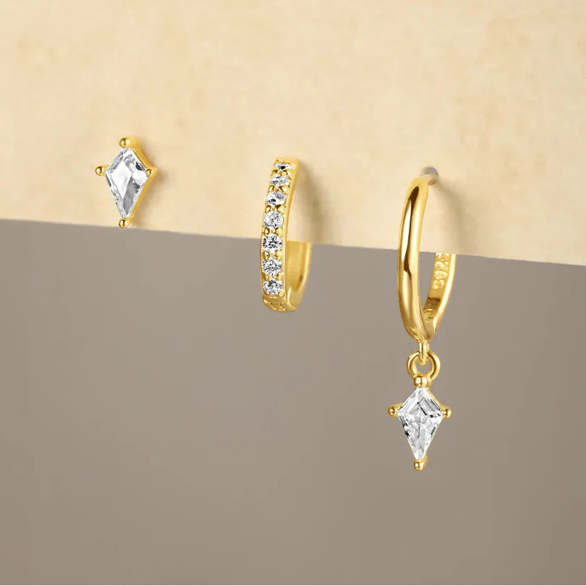 Celeste Hoop Huggie Stud Earrings Set