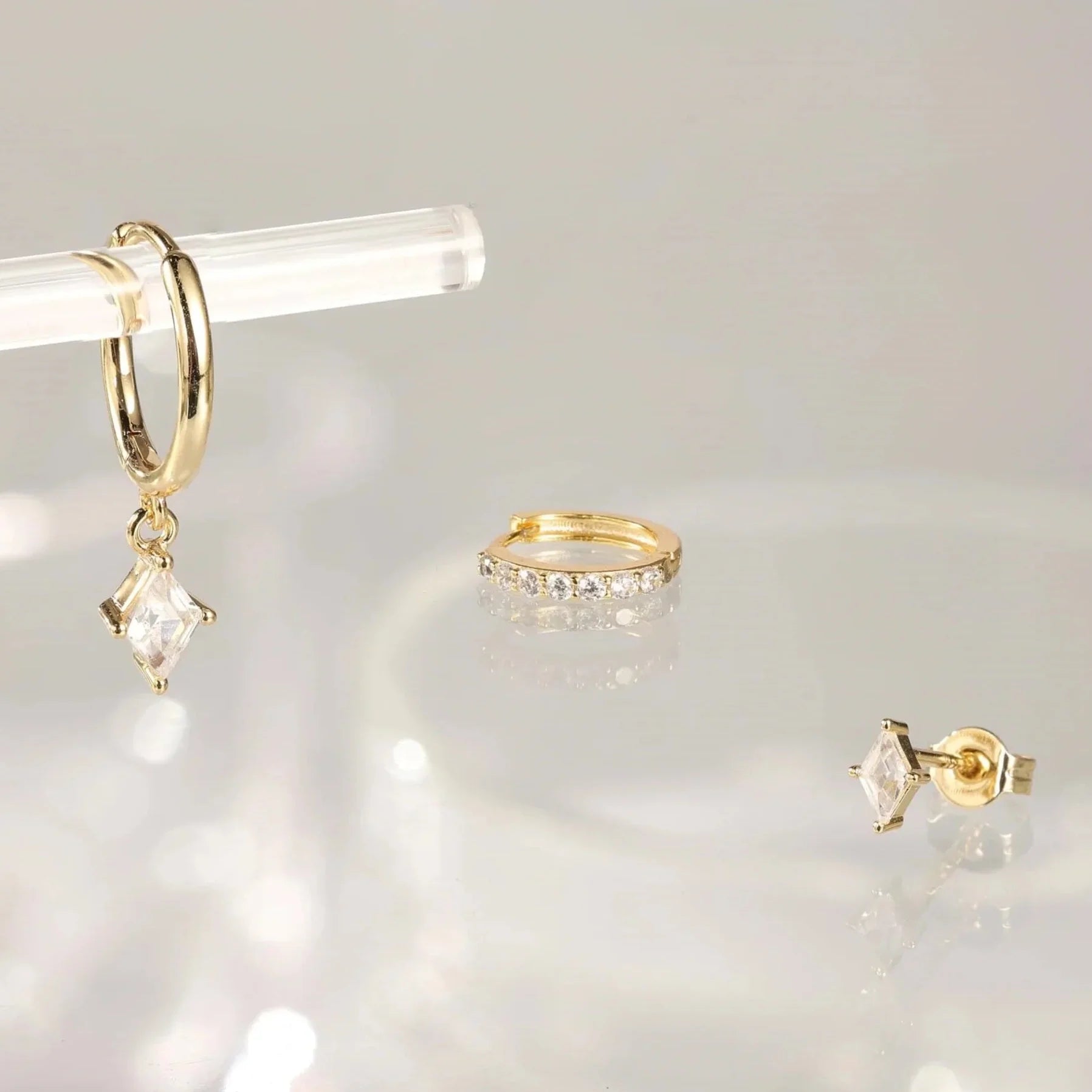 Celeste Hoop Huggie Stud Earrings Set