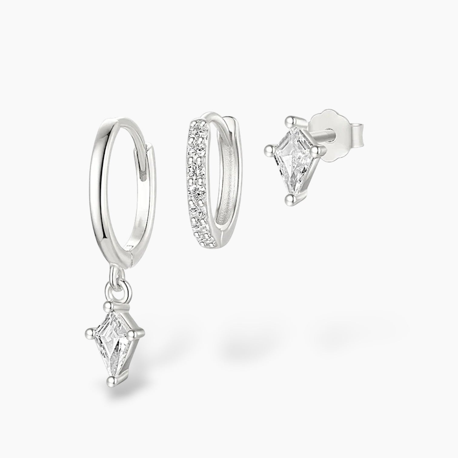Celeste Hoop Huggie Stud Earrings Set