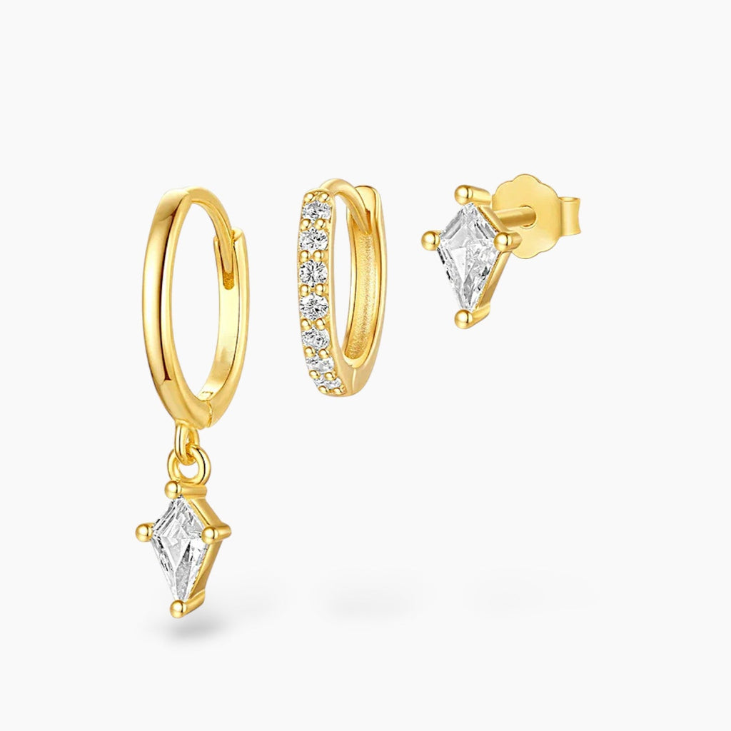 Celeste Hoop Huggie Stud Earrings Set