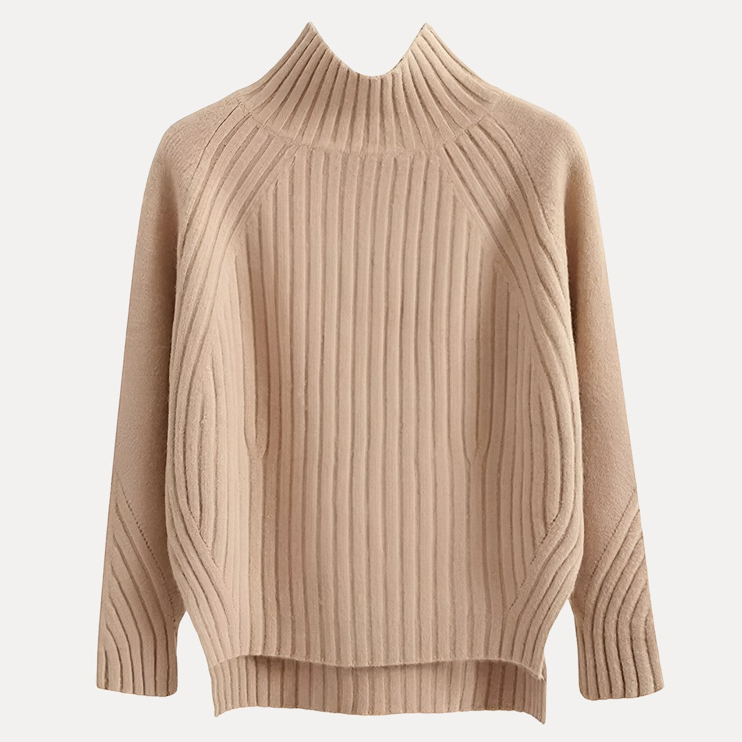 Ribbed Roll Neck Jumper with Side Slits