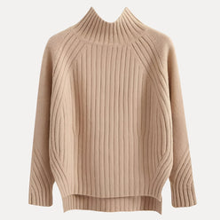 Ribbed Roll Neck Jumper with Side Slits