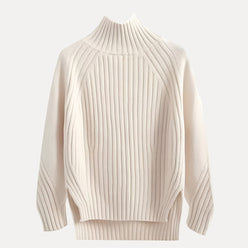 Ribbed Roll Neck Jumper with Side Slits