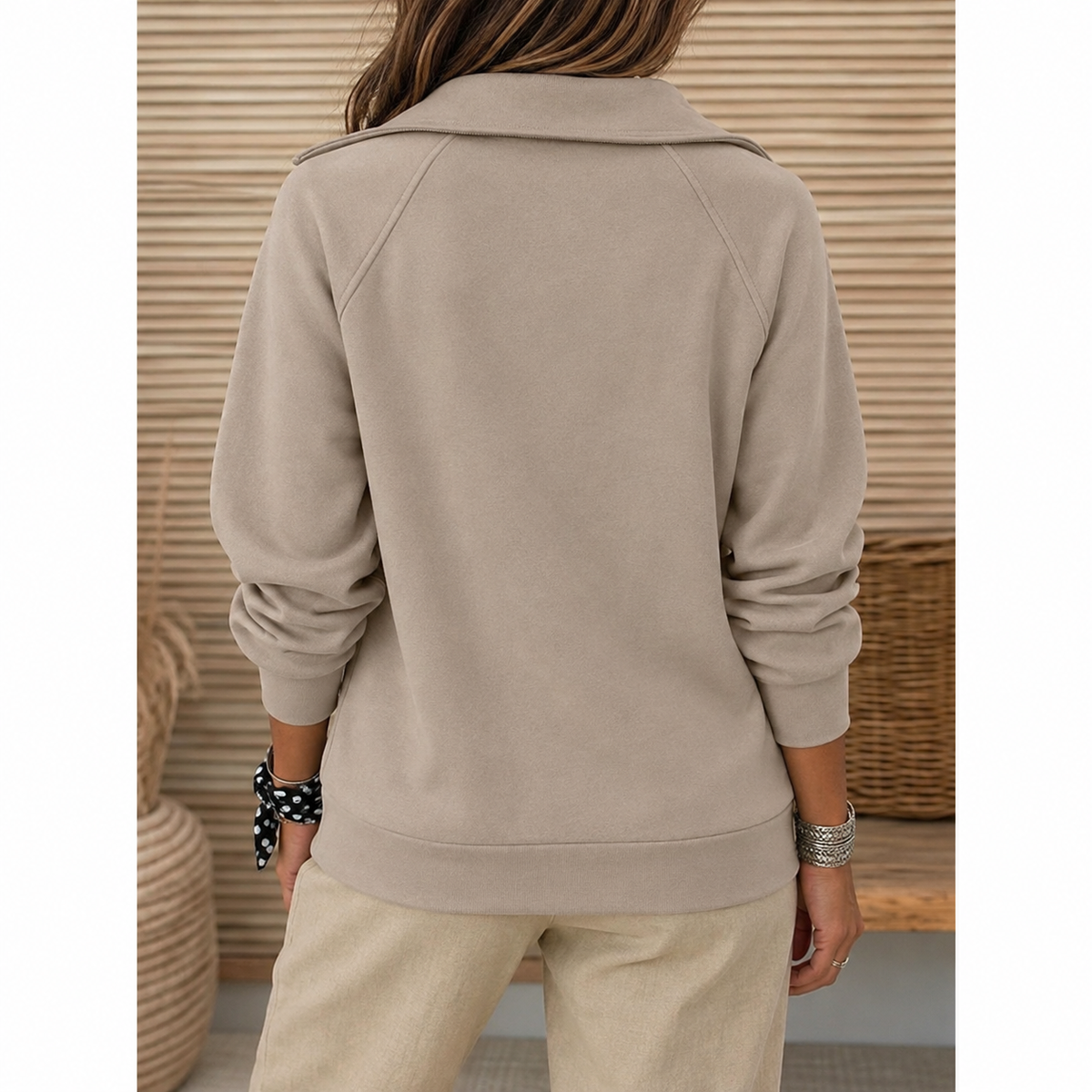 Lapel Collar Half-Zip Sweatshirt