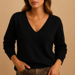 Ribbed V-Neck Jumper