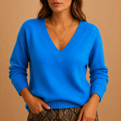 Ribbed V-Neck Jumper