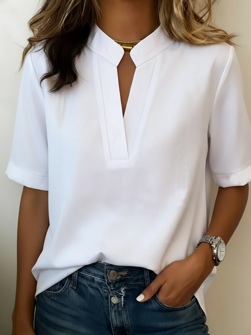 Refined V-Neck Blouse
